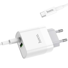 Cargador Hoco C80A 20W PD + QC3.0 con Cable USB-C | Carga Rápida Dual