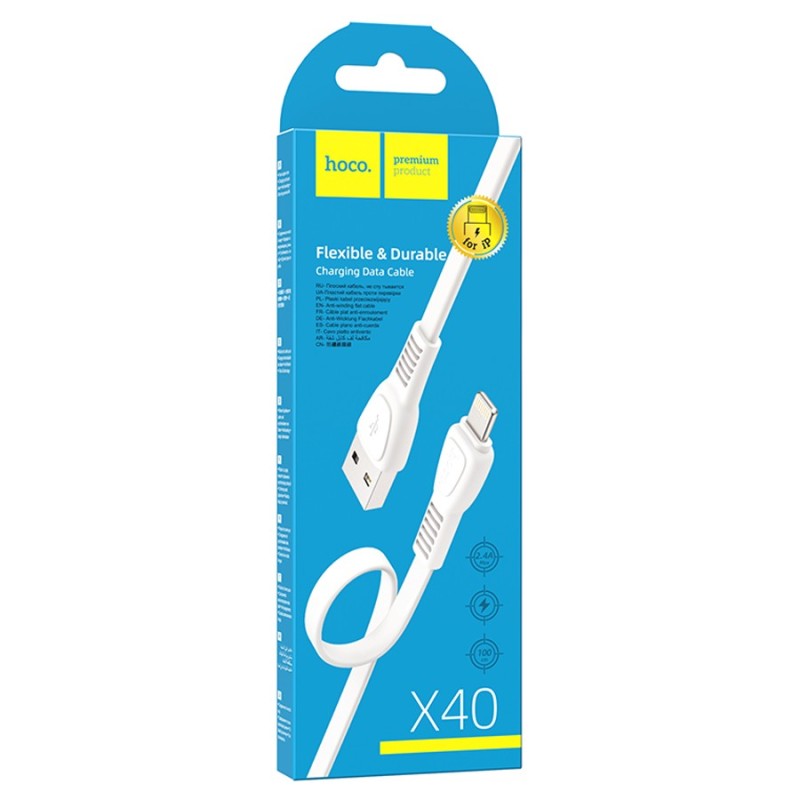 Hoco X40 Noah Lightning Cable 1m – Fast Charging and High Resistance