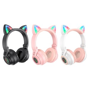 Borofone BO18 Cat Ears Bluetooth Wireless Headphones LED 7Hrs