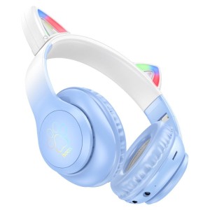 Hoco W42 Cat Bluetooth Headphones with LED Lights – Purple, Pink, and Blue