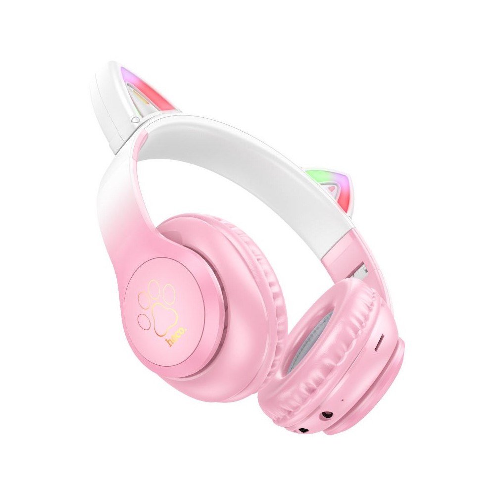 Hoco W42 Cat Bluetooth Headphones with LED Lights – Purple, Pink, and Blue