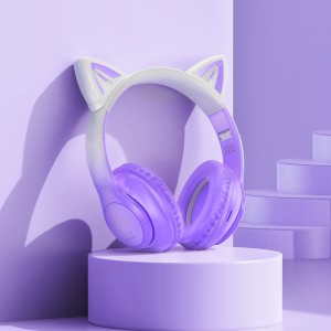 Hoco W42 Cat Bluetooth Headphones with LED Lights – Purple, Pink, and Blue