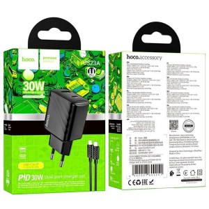 Cargador Rápido Hoco CS23A PD30W + Cable Lightning 1m