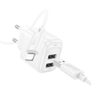 Hoco CS51A 2-USB Charger + Lightning Cable | Fast and Safe Charging