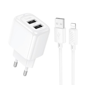 Hoco CS51A 2-USB Charger + Lightning Cable | Fast and Safe Charging