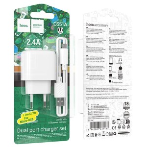 Hoco CS51A 2USB Charger + 12W MicroUSB Cable