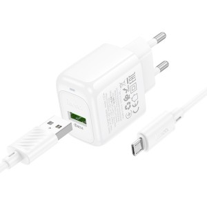 Cargador Hoco CS52A 18W con Cable MicroUSB | Carga Rápida QC3.0