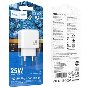 Cargador Hoco CS53A PD 25W USB-C | Rápido, Compacto y Seguro