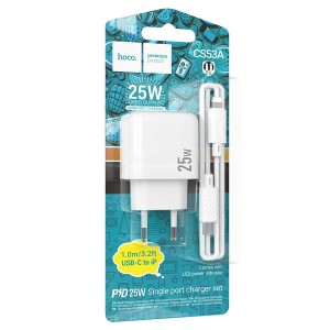 Hoco CS53A PD 25W Fast Charger + Lightning Cable | Compatible with iPhone