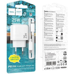 Hoco CS53A PD 25W Fast Charger + Lightning Cable | Compatible with iPhone