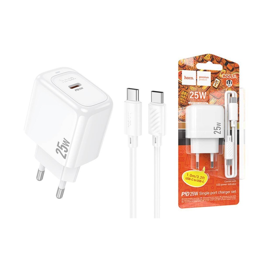 Hoco CS53A 25W Fast Charging Type-C Charger with Type-C Cable