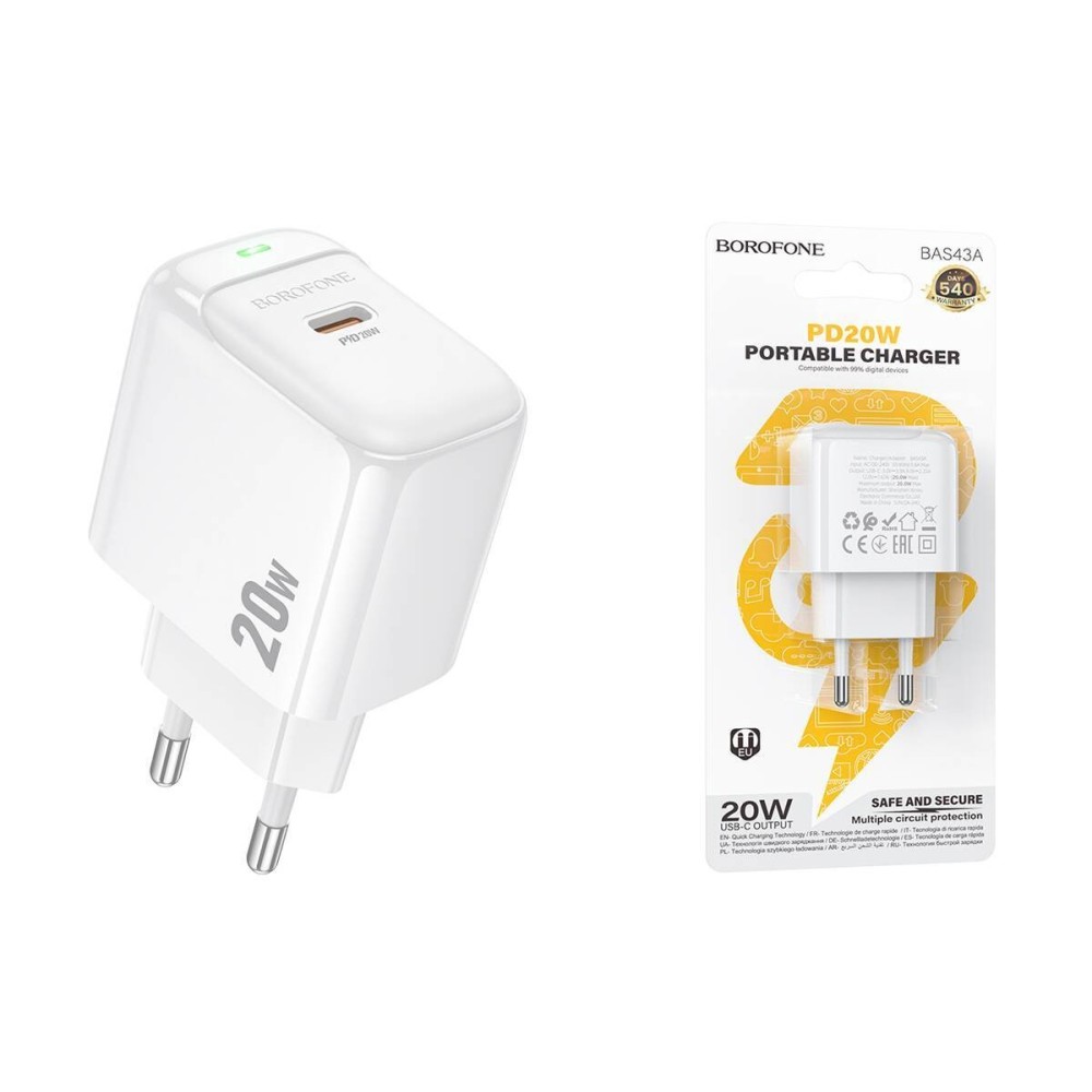 Cargador Adaptador Sin Cable Tipo C Borofone BAS43A PD20W