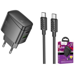 Hoco CS61A 30W Fast Charger with Type-C Cable | Dual USB Port