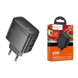 Cargador Adaptador Dual Tipo C PD 65W + USB QC3.0 Sin Cable Hoco CS63A