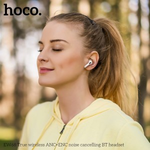 Audífonos Bluetooth Hoco EW68 ANC+ENC Blancos | Inalámbricos y con Cancelación de Ruido