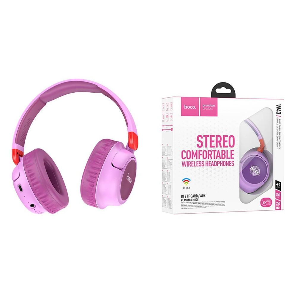 Audífonos Bluetooth Hoco W43 – HiFi, 25h, AUX y TF Card