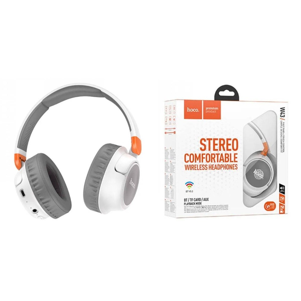 Audífonos Bluetooth Hoco W43 – HiFi, 25h, AUX y TF Card