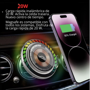 Soporte Auto con Carga Inalámbrica 20W y Aromatizador