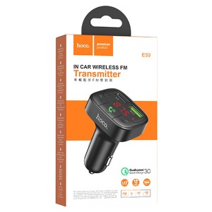 Hoco E59 Bluetooth FM Transmitter with QC 3.0 USB Fast Charging
