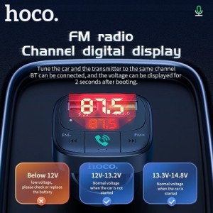 Transmisor FM Bluetooth Hoco E59 con Carga Rápida USB QC 3.0