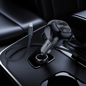 Hoco NZ15 60W Car Charger with Retractable Type-C Cable | PD & QC Fast Charging