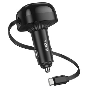 Hoco NZ15 60W Car Charger with Retractable Type-C Cable | PD & QC Fast Charging