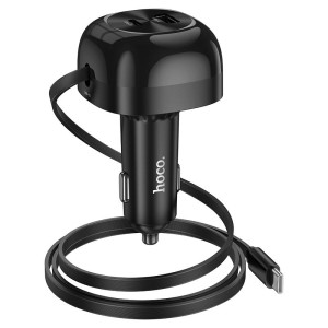 Cargador de Auto Hoco NZ15 60W con Cable Retráctil Tipo-C | Carga Rápida PD y QC