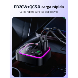 Hoco E85 38W Car Charger with Bluetooth & FM | PD/QC Fast Charging