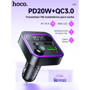 Hoco E85 38W Car Charger with Bluetooth & FM | PD/QC Fast Charging