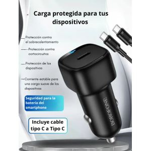 Cargador Auto Borofone BZ34A PD 20W USB-C con Cable Type-C