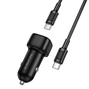 Cargador Auto BOROFONE BZ34B PD 38W USB-C + USB con Cable Tipo C