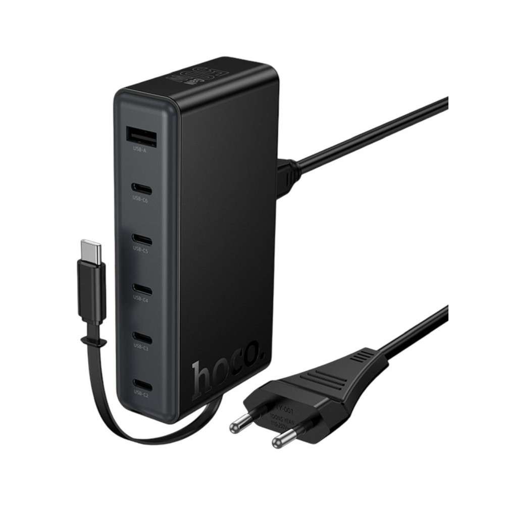 Cargador de Escritorio 1 Puerto USB + 6 Puertos Tipo C 50W con cable Tipo C HOCO C151A