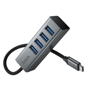 Hoco HB1C 4-in-1 USB Type-C to USB 3.0*4 Adapter Hub, Gray