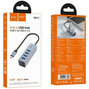 HOCO HB1C 4-in-1 USB Type-C Hub | 4×USB 3.0 High Speed