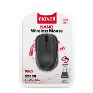 Maxell Nano USB-C Wireless Mouse 1200 DPI | Compact and Precise
