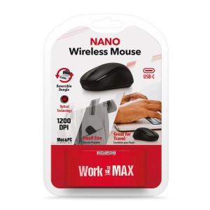 Mouse Inalámbrico Maxell Nano USB-C 1200 DPI | Compacto y Preciso