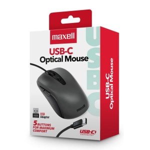 Maxell MOWR-105C USB-C 1600 DPI Optical Mouse | Ergonomic