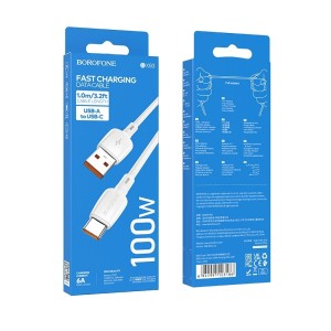 Cable Borofone BX93 100W Tipo-C - Carga Rápida y Segura | 1m Negro
